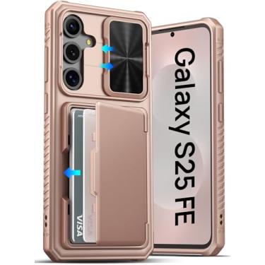 Imagem de ATATOO Capa para Samsung Galaxy S25 FE com porta-cartões (loja de 3 a 5 cartões) [bloqueio RFID] e capa de lente deslizante, proteção de nível militar, capa carteira rígida para Galaxy S25 FE 6,7