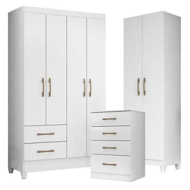 Imagem de Guarda Roupa Solteiro Chile com Cômoda MS913 e Armário Multiuso New Ír