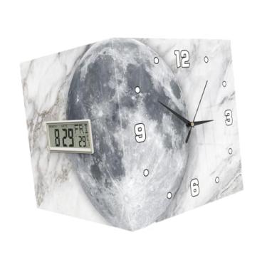 Imagem de Generic Relógio de parede de canto duplo com ornamento, calendário, data, semana, relógio decorativo para estudo, dormitório, quarto, presente de inauguração, Lua