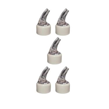 Imagem de Conjunto de 5 Bicos Dosadores para Azeite e Vinagre, 30mm, Compatível com Garrafas Gargalo Estreito,Branco
