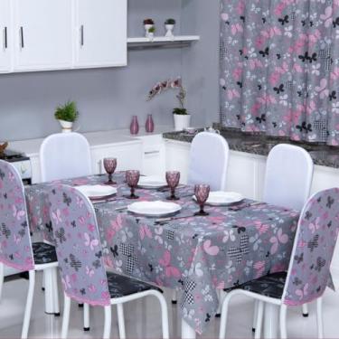 Imagem de Toalha de Mesa Oxford Premium Estampada 100% Poliéster Retangular Vários Tamanhos (4, 6, 8, 10 e 12 Lugares) (Est Borboleta, 8 Lugares)