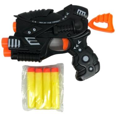 Imagem de FireTop Pistola de Brinquedo com 4 Dardos, 14cm, Preto e Laranja ou Azul