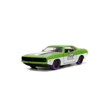 Imagem de Jada Marvel 1:32 1973 Plymouth Barracuda Die-Cast Car & 1.65" She-Hulk Figure, Toys for Kids and Adults