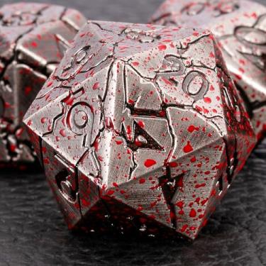 Imagem de Bloodstained Metal DND Dice Set Blood Polyhedral D&D Dice for Dungeons and Dragons TTRPG RPG D&D Dice Gift Box