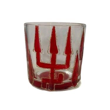 Imagem de Copo Whisky De Vidro Exú Tridente Vermelho 230 Ml Nadir Luxo