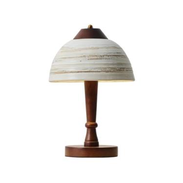 Imagem de Abajur de cabeceira Luminária de mesa cerâmica, madeira, retrô, sala estar, quarto, chá, decoração hotel(Brown)