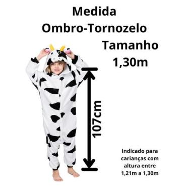 Imagem de Pijama Kigurumi Vaca Infantil - NoBrand, 1,30m