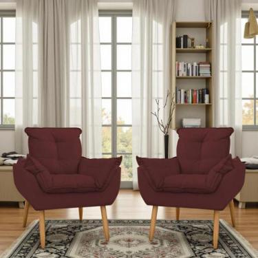 Imagem de Kit 2 Poltronas Para Sala Decorativa Opala Pés Palito Suede - Porto De