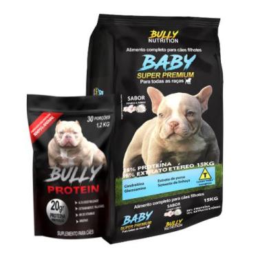 Imagem de Ração Baby Super Premium 15kg + Suplemento Bully Protein 1,2Kg  Cresci