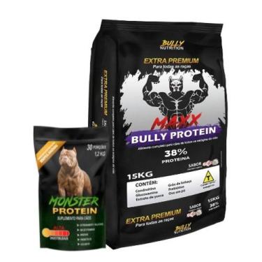 Imagem de Ração Maxx Bully Protein 15kg + Suplemento Bully Monster 1,2Kg  Cachor