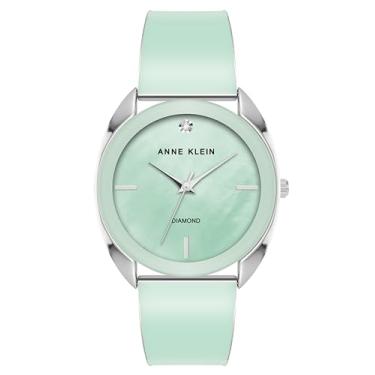Imagem de Anne Klein Relógio feminino genuíno com mostrador de diamante, Verde