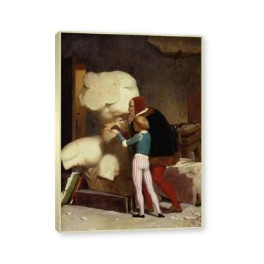 Imagem de Moldura de champanhe. Famosas pinturas a óleo, (sem título 70) de Jean Leon Gerome, reprodução impressa em tela, arte de cenário para decoração de sala de estar. 40 x 56 cm - 15,7 x 20,1 pol