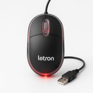 Imagem de Mouse Usb Letron 800 DPI Preto Com Fio Para Office
