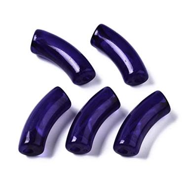 Imagem de Spritewelry 155 peças/500 g contas de acrílico transparentes imitação de pedra preciosa curva contas de tubo superfície lisa espaçador solto contas roxas para pulseira faça você mesmo joias artesanato