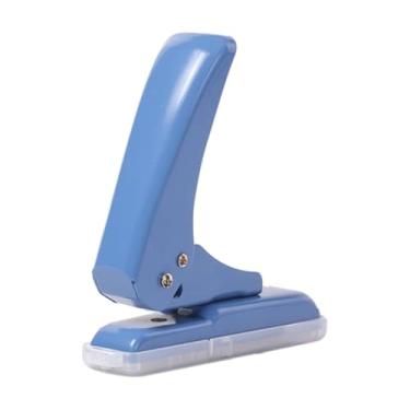 Imagem de UGPLM Furador de furo único portátil, de metal, com capacidade para 40 folhas de papel, para papelão, aglomerado, fácil perfuração, Azul