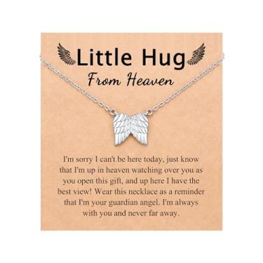 Imagem de UPROMI Little Hug from Heaven - Colar de asas de anjo simpatia condolência presentes lembrança, Aço inoxidável, Sem Pedra Preciosa