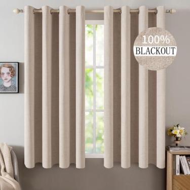 Imagem de Cortinas MIULEE Linho Texturizadas 100% Blackout Thermal Bege