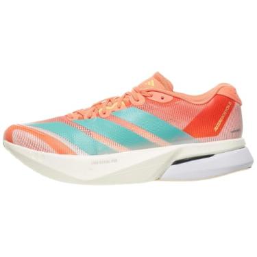 Imagem de adidas Tênis de corrida feminino Adizero Boston 13, Semircoral/Flash Aqua/Flash Laranja, 37