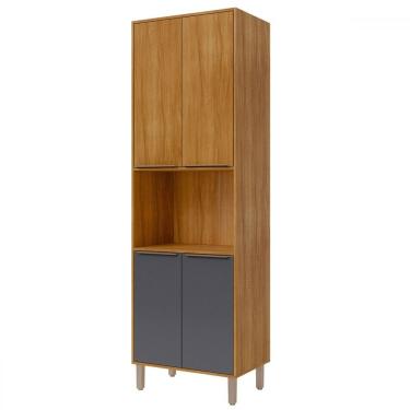 Imagem de Paneleiro Divina 4 Portas Cinamomo/Titanium - Mgm Móveis