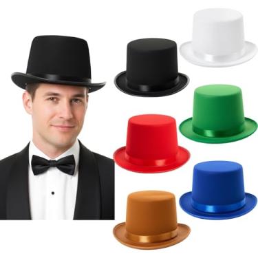 Imagem de SATINIOR 6 peças de feltro, chapéus de feltro, a granel, para fantasia de Dia das Bruxas, para homens e mulheres, cosplay (cartola, 6 cores)