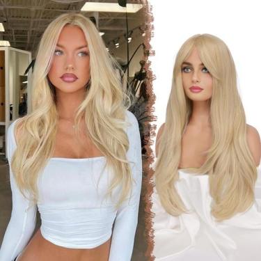 Imagem de Peruca FESHFEN Platinum Loira Sintética 66 cm com franja