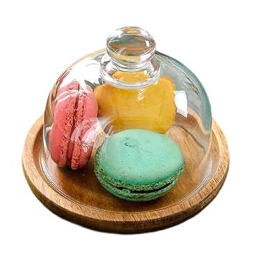 Imagem de Suporte de bolo de madeira de acácia – suporte de bolos, bandeja para servir | Petiscos pequenos para bolos com cúpula | Suportes de bandeja de servir, decoração de mesa para cozinha, assar, sobremesa