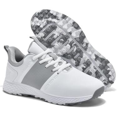 Imagem de ULTIANT Tênis esportivo feminino à prova d'água sem pontas para golfe tamanho 34-39, Branco_cinza, 38