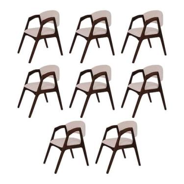 Imagem de Conjunto com 8 Cadeiras de Jantar Estofada Gabriela Castanho Linho Beg