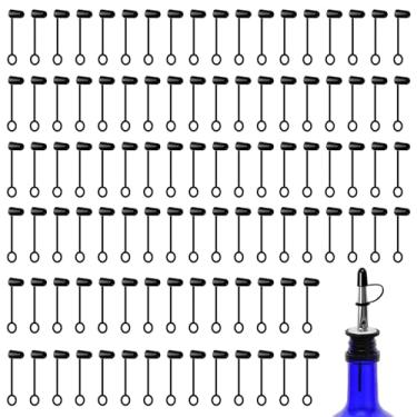Imagem de 100 peças de tampas de pó com capuz, tampas de garrafa de licor, despejador de álcool e tampas de bico de licor de borracha para bares, clubes de vinho, cafés, cozinha, (não inclui o bico) (100)