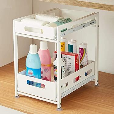 Imagem de Organizador de lavatório de cozinha de armazenamento debaixo do lavatório, prateleira de armazenamento de cozinha, armários de armazenamento de bancada de cozinha, armazenamento em camadas tipo caixa