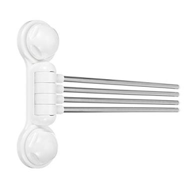 Imagem de Toalheiro giratório, ventosa multifuncional, 4 barras, suporte de toalha de aço inoxidável, prateleira de armazenamento de cozinha para banheiro