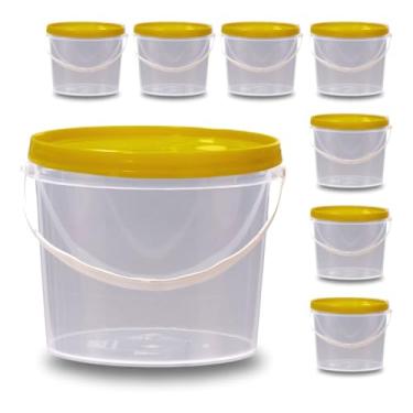 Imagem de Balde 1.8L Transparente | Tampa Lacre Amarela | Alça Plástica de Transporte | Embalagem Alimentícia Atóxica | Ideal para Sorvetes, Cremes e Recheios - KIT 10 PEÇAS