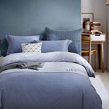 Imagem de AKALNNB Jogo de lençol de cama de 4 peças, edredom, colcha/cobertor, conjunto de roupa de cama simples com fronhas