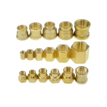 Imagem de 1 peça de encaixe de tubo redutor hexagonal de latão 1/8 1/4 3/8 1/2 3/4 F para F Rosca Adaptador de cobre acoplador igual Junta de encanamento de gás de água (DN15-DN25 04-08)