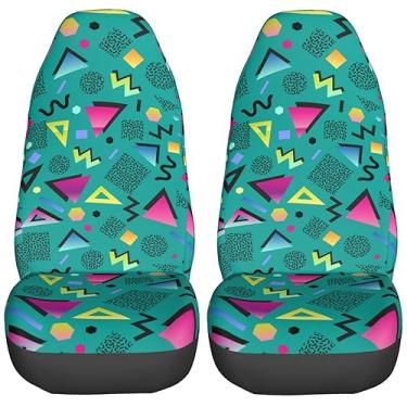 Imagem de Delerain Conjunto de capas de assento de carro 2 peças, retrô vintage dos anos 80 anos 90 universal protetor de entrada de veículo para assentos de carro adequado para a maioria dos carros, carros