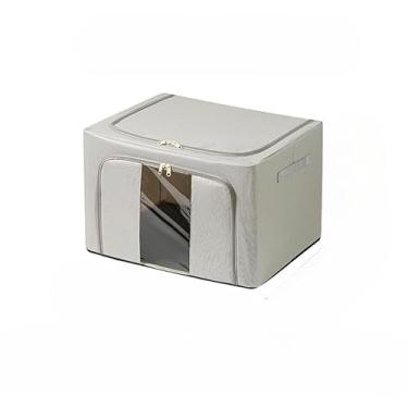 Imagem de Kit Caixas Organizadoras Dobráveis com Visor Transparente – Tecido Oxford e Estrutura de Aço para Roupas, Edredons e Brinquedos(CINZA 66L, 1 UNID)