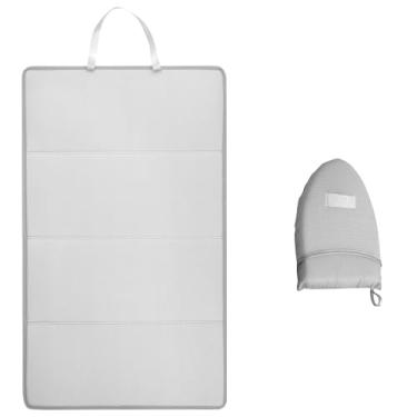 Imagem de Tapete de passar para mesa, almofada de passar a ferro resistente ao calor para tampo de mesa portátil para viagem almofada de engomar cobertor adequado para lavadora, secadora, bancada, cama (4-cinza