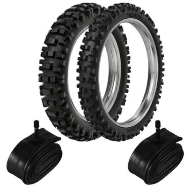 Imagem de Kit Par Pneu Trilha Biz 125 Pop 110i Sky 125 70/100-17 + 90/100-14 Rmx35 Rinaldi + Câmara