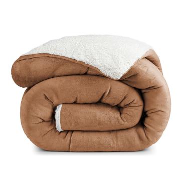 Imagem de Edredom Coberdrom Insinuante King Sherpa Toque Lã Carneiro - Apricot - 100% Poliéster