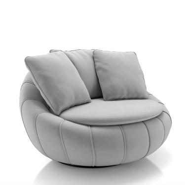 Imagem de Poltrona Giratória Sala de Estar com Almofadas Afrodite Cinza Veludo G45 - Gran Belo