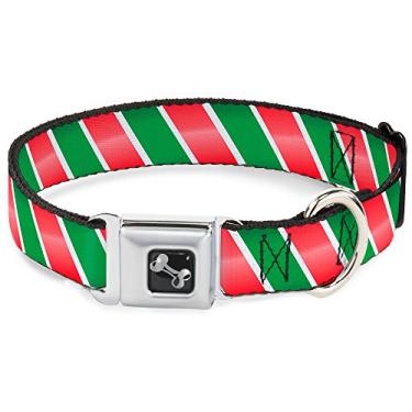 Imagem de Buckle-Down Coleira de cachorro fivela de cinto de segurança Candy Cane4 branco vermelho verde 45,7 a 81,2 cm largura 3,8 cm (DC-W35569-WL)