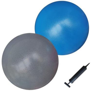 Imagem de AppleRound Bola de Pilates de 23 cm, pacote com 2 com 1 bomba, bola de exercícios pequena para pilates, ioga, fitness, fisioterapia, treinamento de núcleo de estabilidade (azul e grafite)