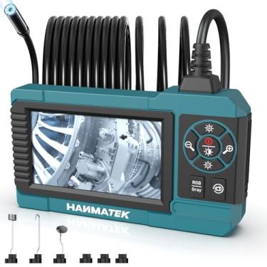 Imagem de HANMATEK Endoscópio industrial, câmara endoscópica com onda de inspeção de 8 mm, ecrã TFT de 1080 P, cabo 5 m impermeável IP67, 8 LED ajustáveis, recarga USB-C, rotação de 180 °, IE01