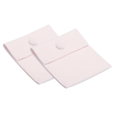 Imagem de Bolsa de joias de 10 x 10 cm, pacote com 2 bolsas de veludo macio com botão de pressão, armazenamento portátil para anéis, colar, pulseira, brinco, relógio, rosa