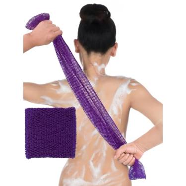 Imagem de 1 esponja de rede esfoliante africana – esfregão corporal de banho e chuveiro para limpeza profunda, remoção de pele morta – Bucha de malha reutilizável para uso diário de homens e mulheres, roxo