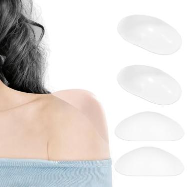 Imagem de Ombreiras para mulheres, 2 pares de almofadas de silicone para aumentar o conforto e a postura - Realçador antiderrapante respirável invisível para vestido, camiseta e suéter, transparente