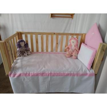 Imagem de Colcha Piquet c/ Porta c/ B.I. e Aplic. - Little House, Branco com xad