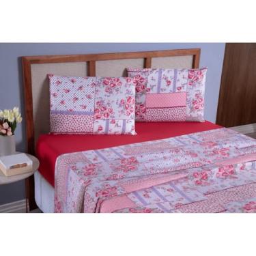 Imagem de Jogo De Lençol Casal Queen 400 Fios Com Elástico 4 Peças Cama Box Super Queen(Estampa 10)