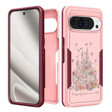 Imagem de Plakill Capa para Google Pixel 10 Pro XL - Capa feminina fofa para meninas com design estético kawaii flores castelo resistente, proteção à prova de choque, grau militar, para Google Pixel 10 Pro XL