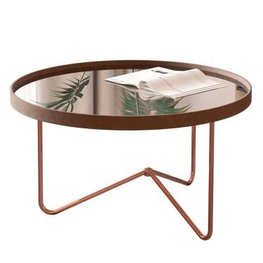 Imagem de Mesa de Centro Alamanda Sala Espelhada com Pés Metálicos